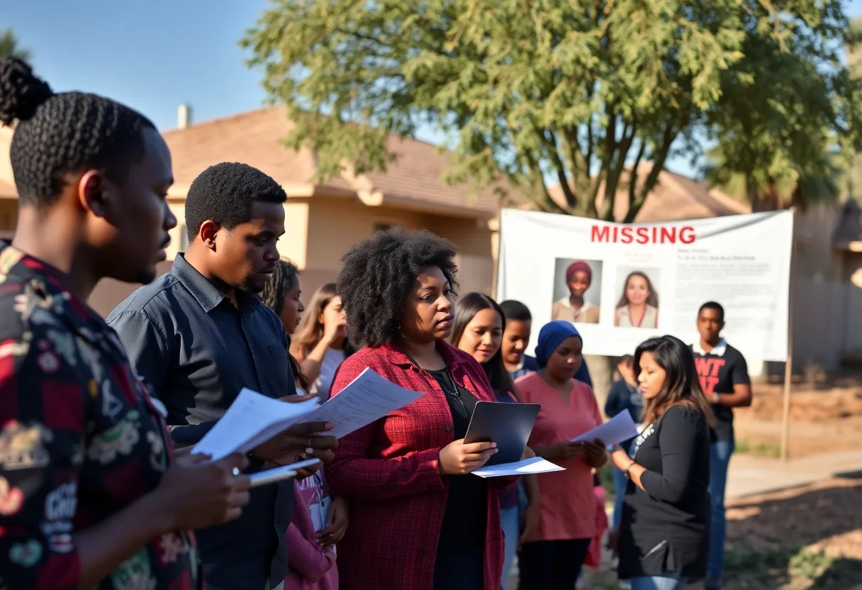 Community members gather to assist in locating missing individuals in Phoenix.