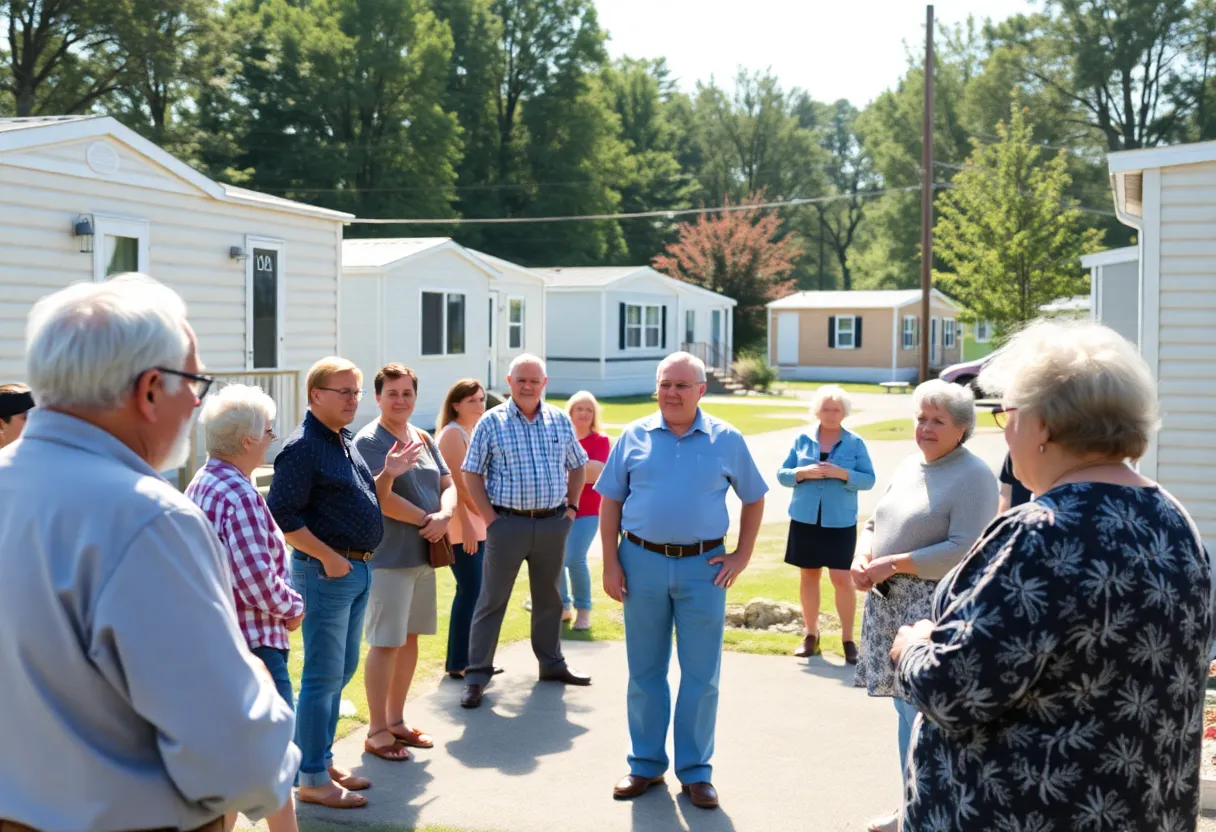 Residents discussing utility overcharging at a mobile home park
