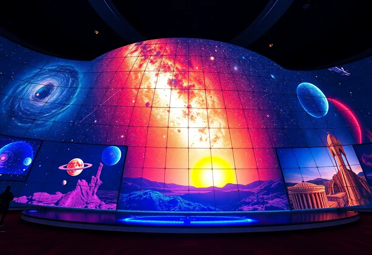A stunning visual representation of the Dorrance DOME with 8K resolution visuals illustrating space and STEM education.