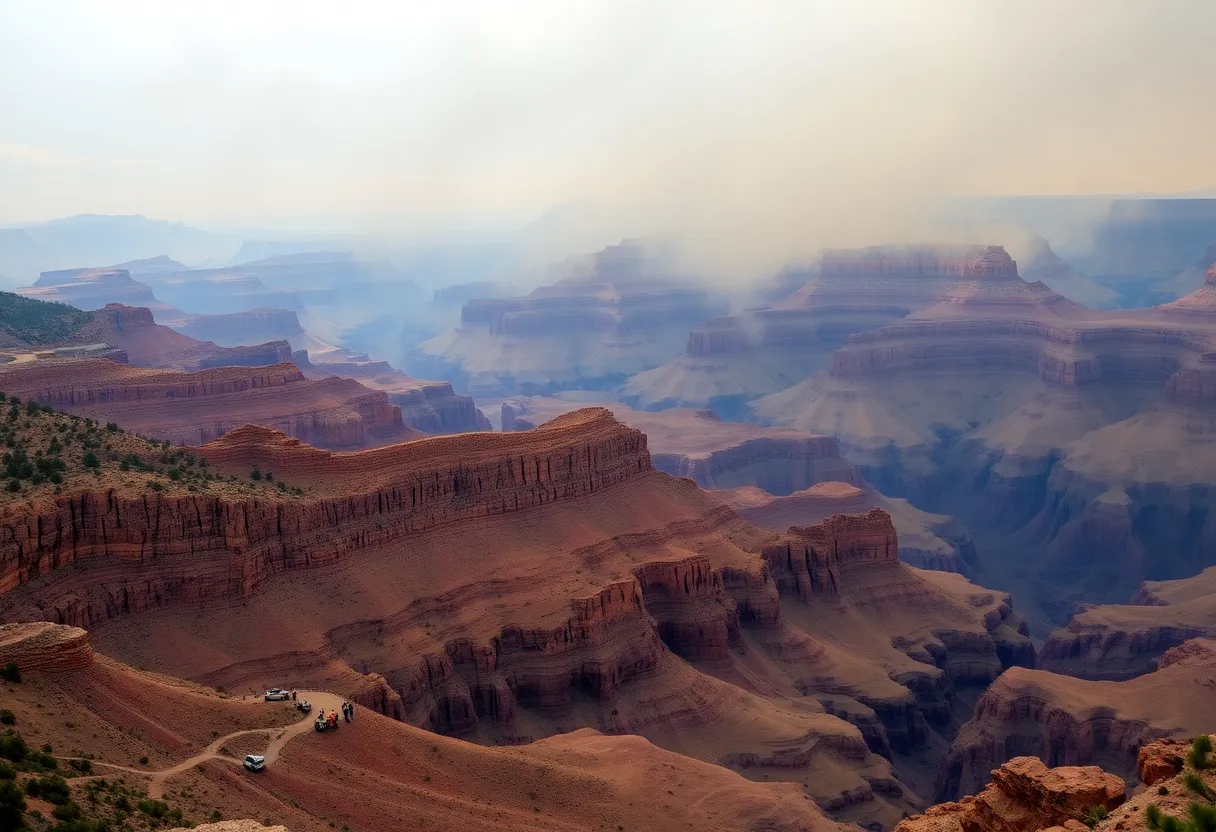 Flames and smoke from the Dragon Bravo Fire engulfing the Grand Canyon area