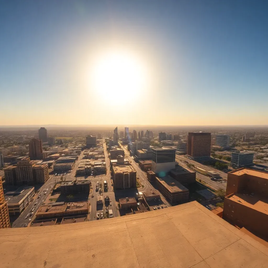 Phoenix skyline under extreme heat wave