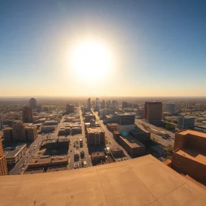 Phoenix skyline under extreme heat wave