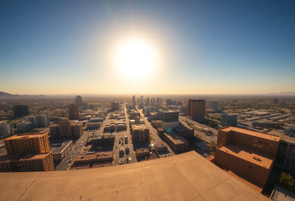 Phoenix skyline under extreme heat wave