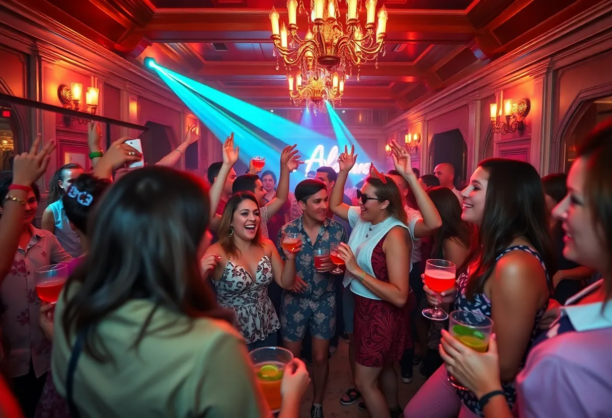Party at the Phoenix Hotel with ravers enjoying cocktails and music