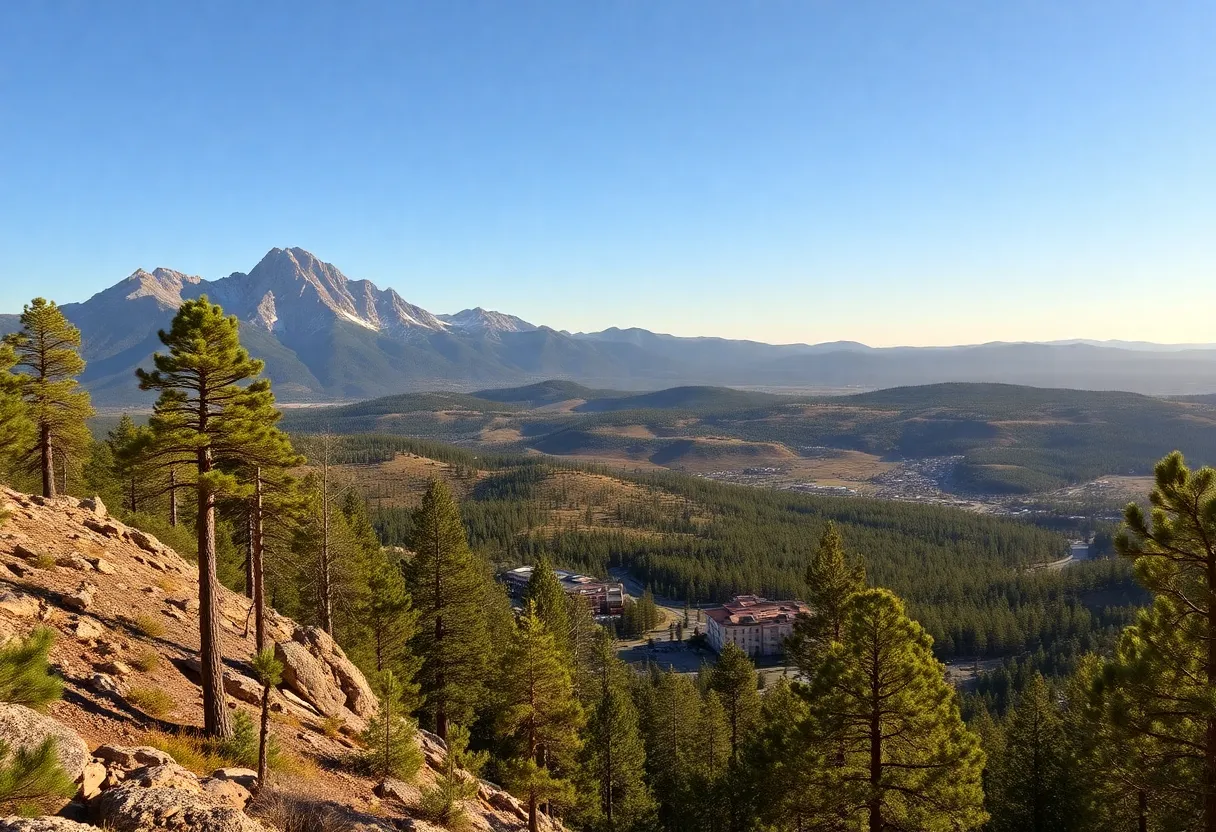 Scenic view of Flagstaff, Arizona with pine forests