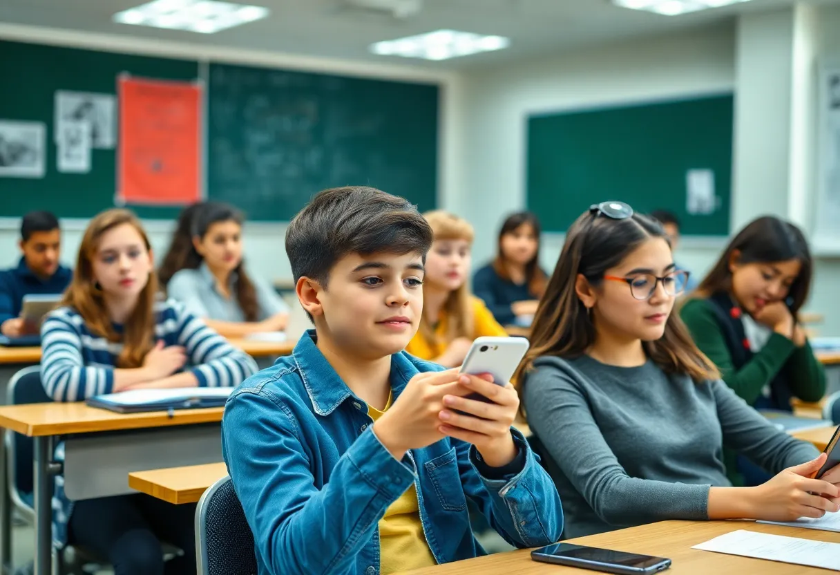 Students engaged in a distraction-free classroom setting