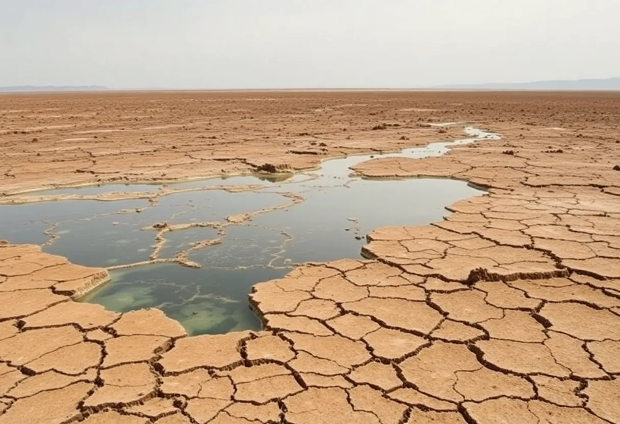 Dry landscape illustrating groundwater depletion