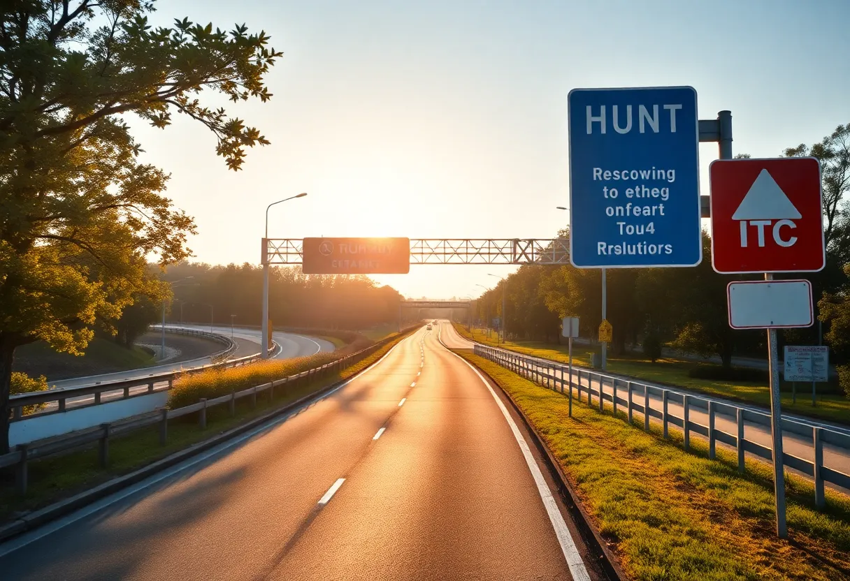 Hunt Highway intersection with traffic signs and vehicles
