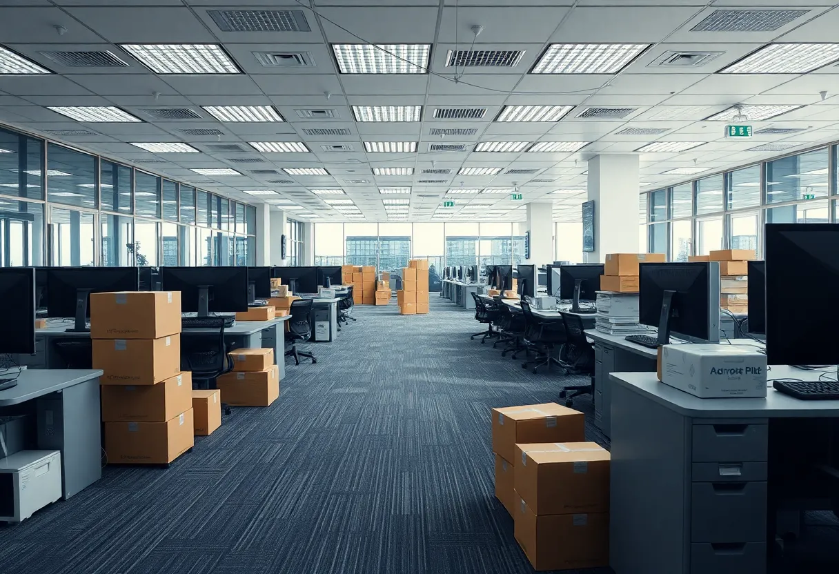 Empty office space representing job cuts at Intel