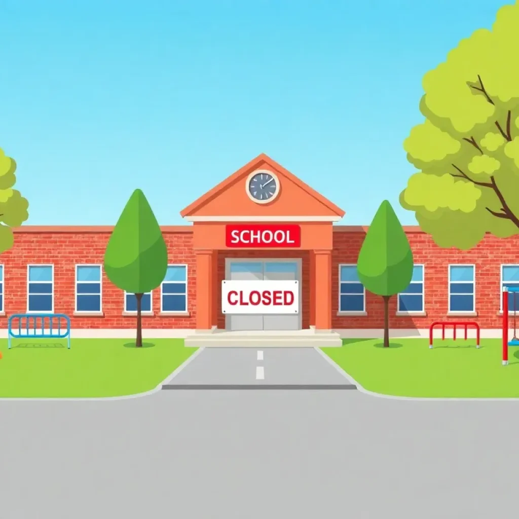 Closed sign on John R. Davis Elementary School