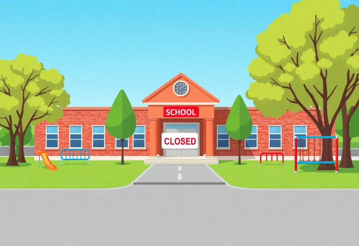 Closed sign on John R. Davis Elementary School