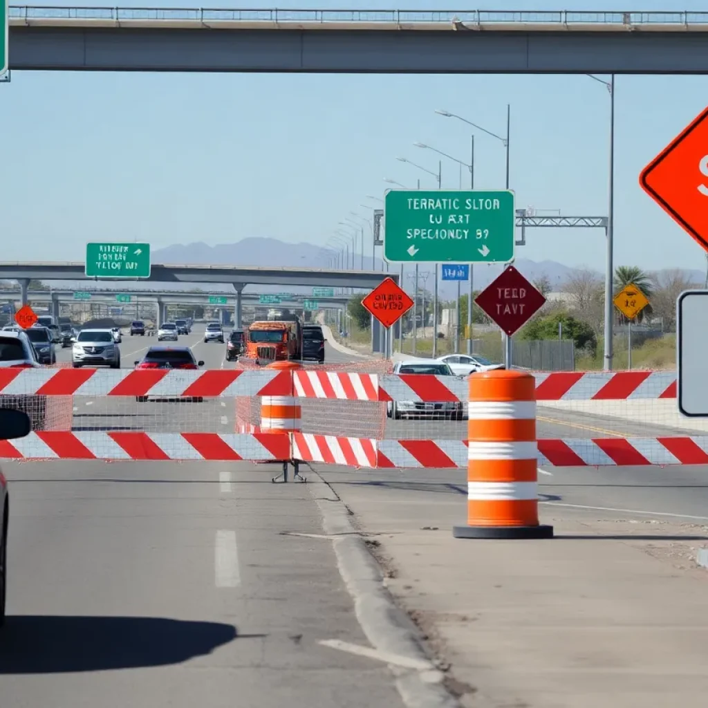 Construction work on Loop 101 Freeway
