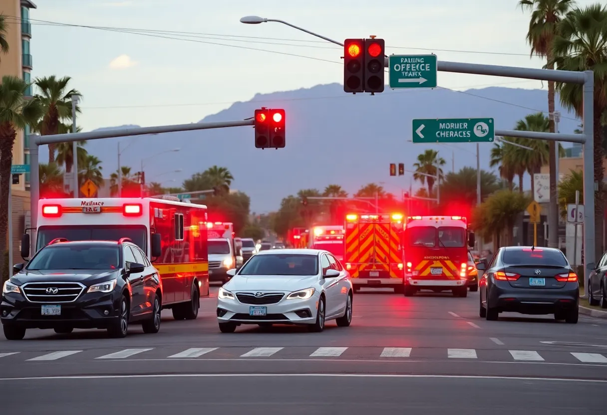 Emergency vehicles respond to a car crash in Phoenix, causing traffic disruptions.