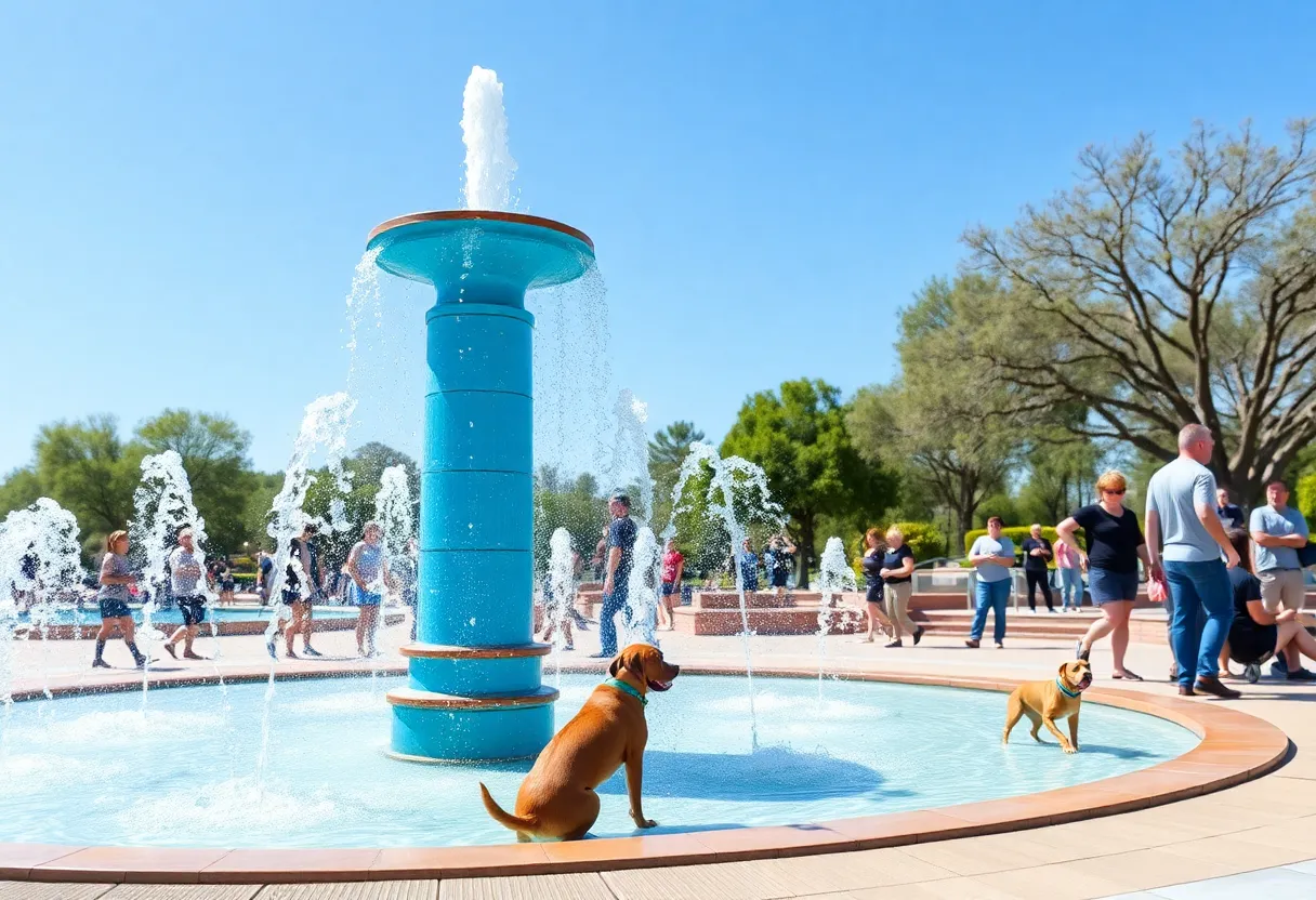Chilled water fountain in a Phoenix park providing hydration to residents
