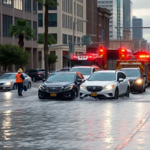 Emergency crews responding to flooding in downtown Phoenix