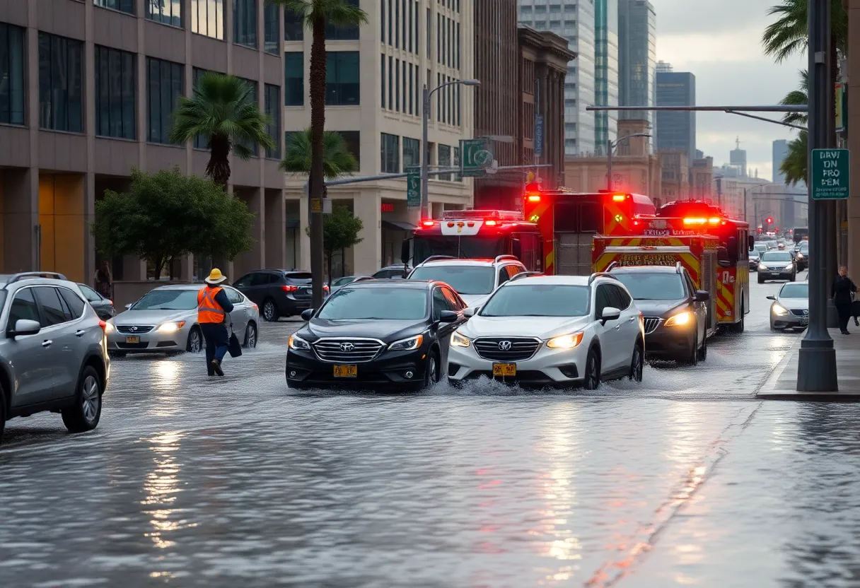 Emergency crews responding to flooding in downtown Phoenix