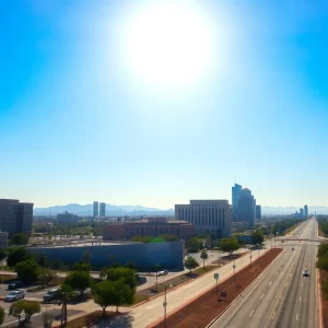 Phoenix cityscape during record heat wave