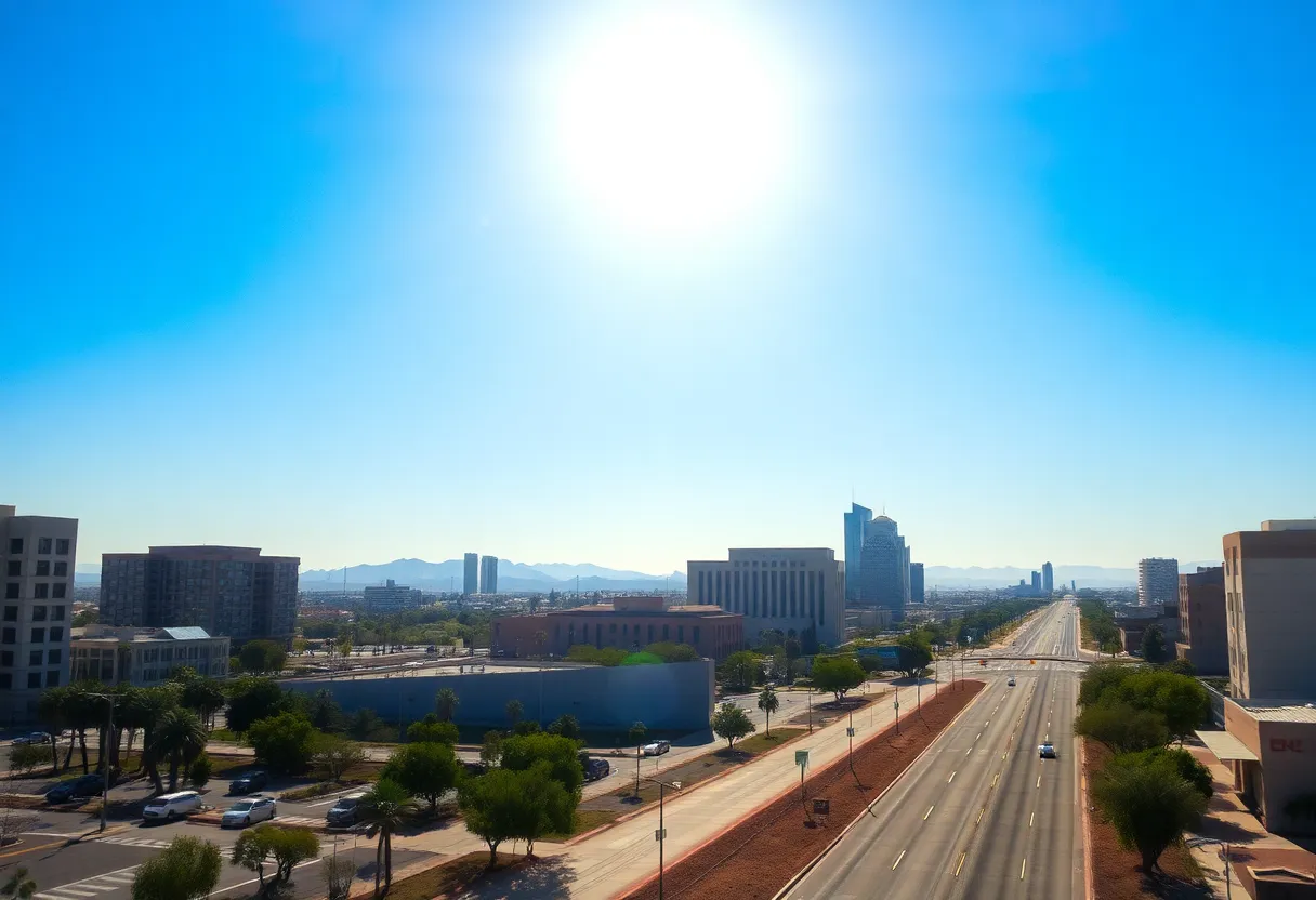 Phoenix cityscape during record heat wave