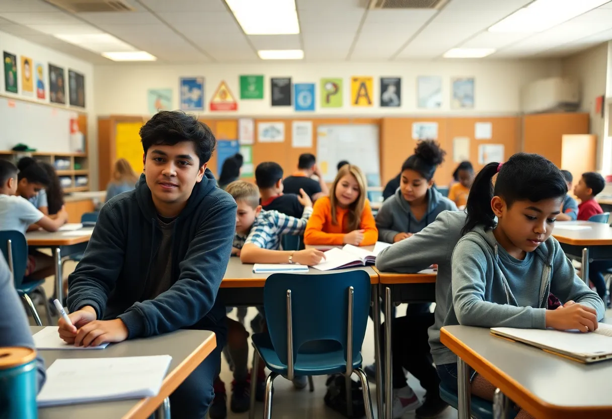 Students engaged in classroom activities at a Phoenix high school.