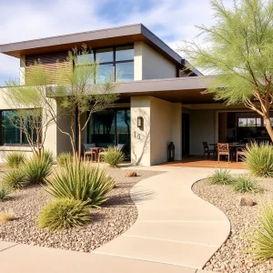 A newly constructed home in Phoenix designed for energy efficiency in a desert climate.