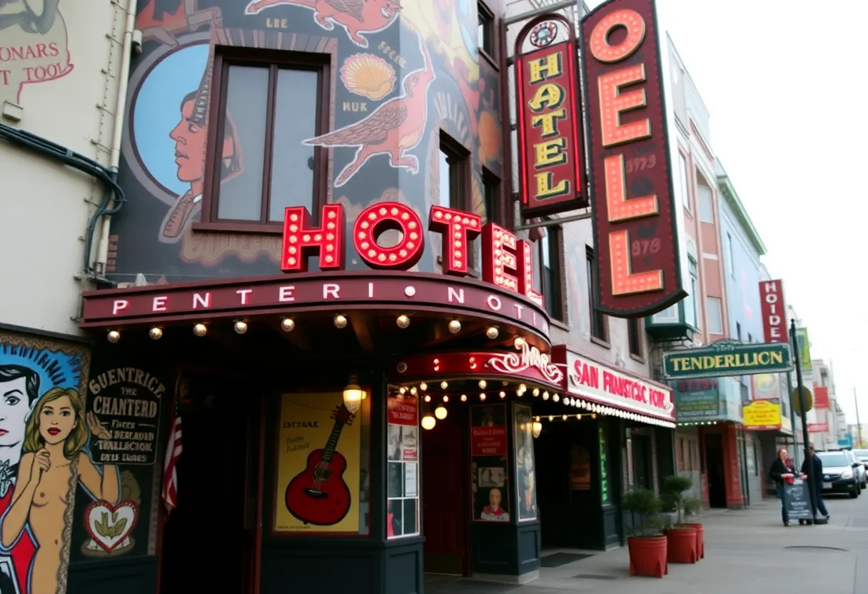 Exterior of the Phoenix Hotel in the Tenderloin district of San Francisco.