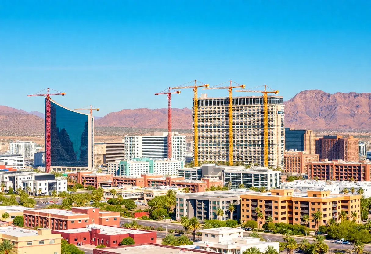 Cityscape of Phoenix with new hotel and housing constructions