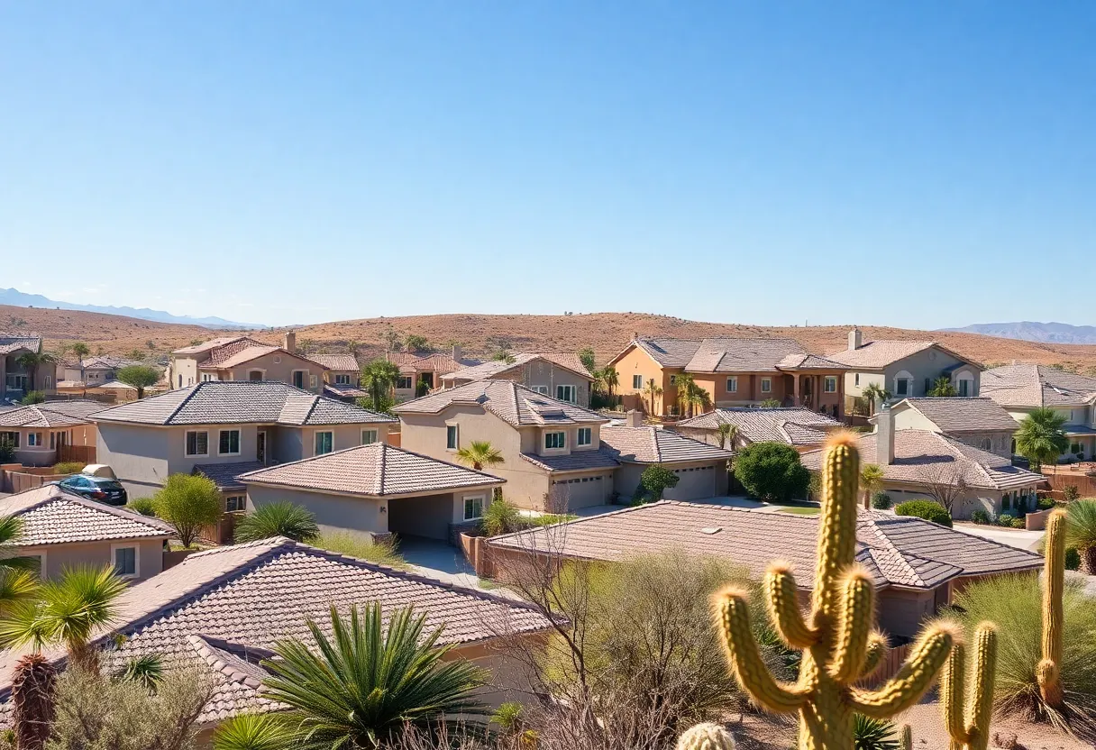 Suburban homes in Phoenix, Arizona with a clear sky