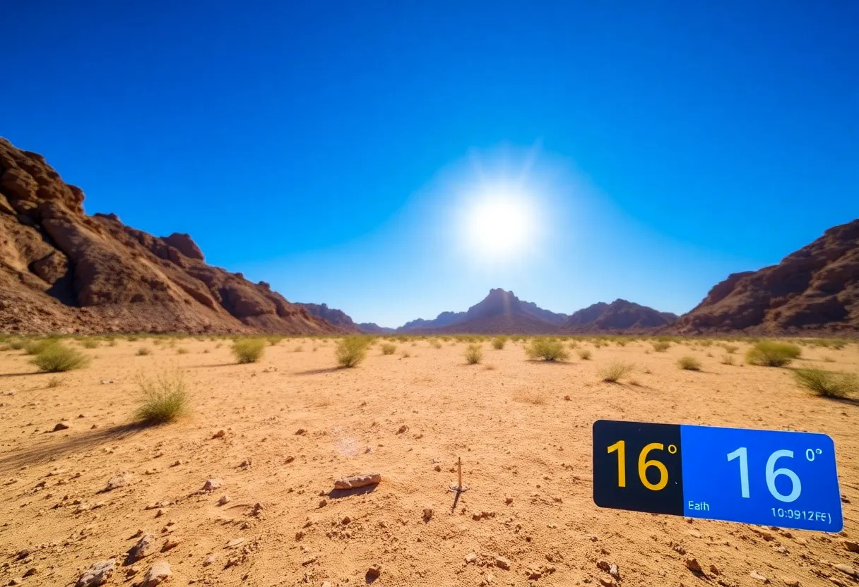 Dry Phoenix landscape showcasing extreme heat conditions.
