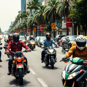 Motorcycles on a busy street in Phoenix