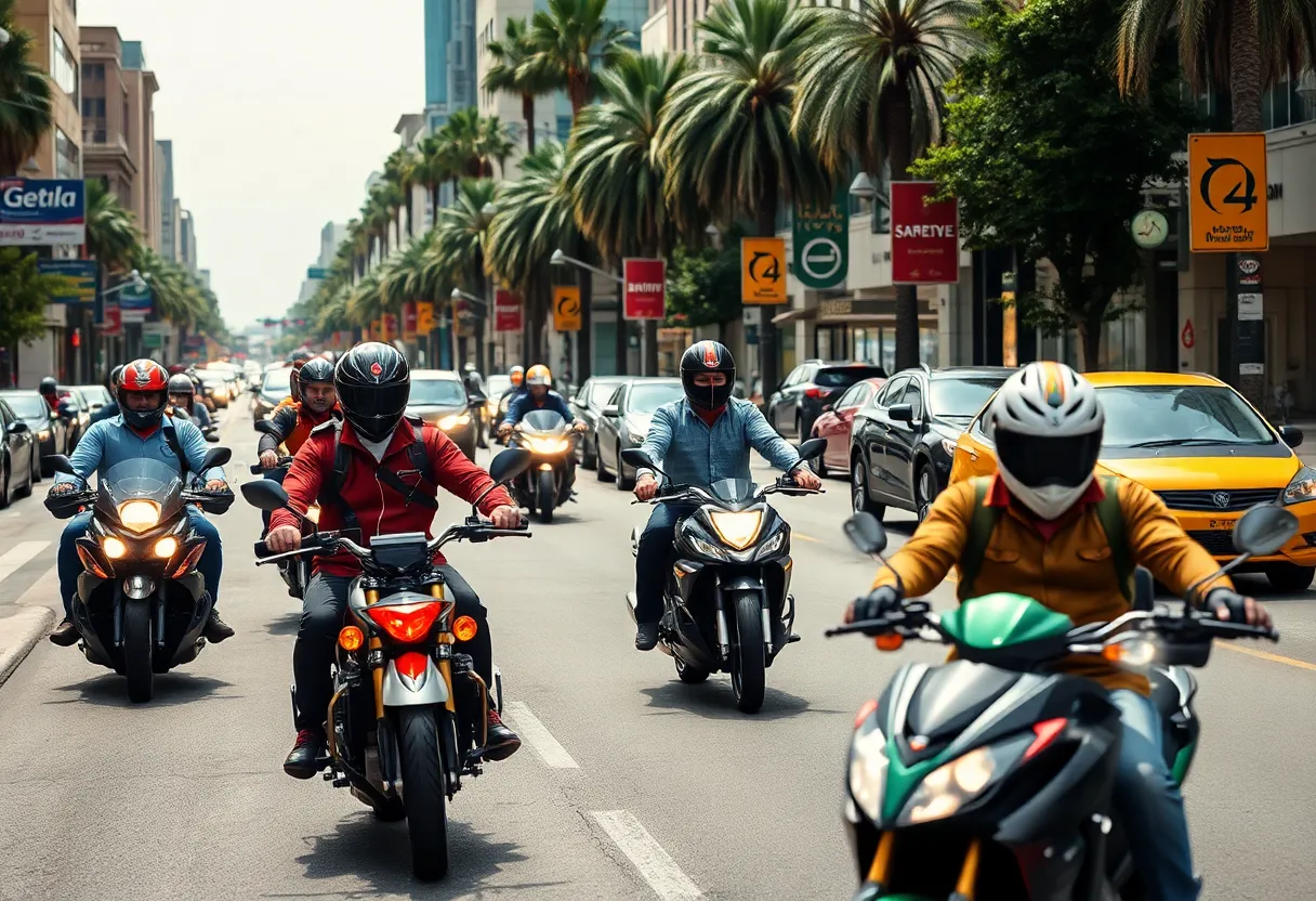 Motorcycles on a busy street in Phoenix