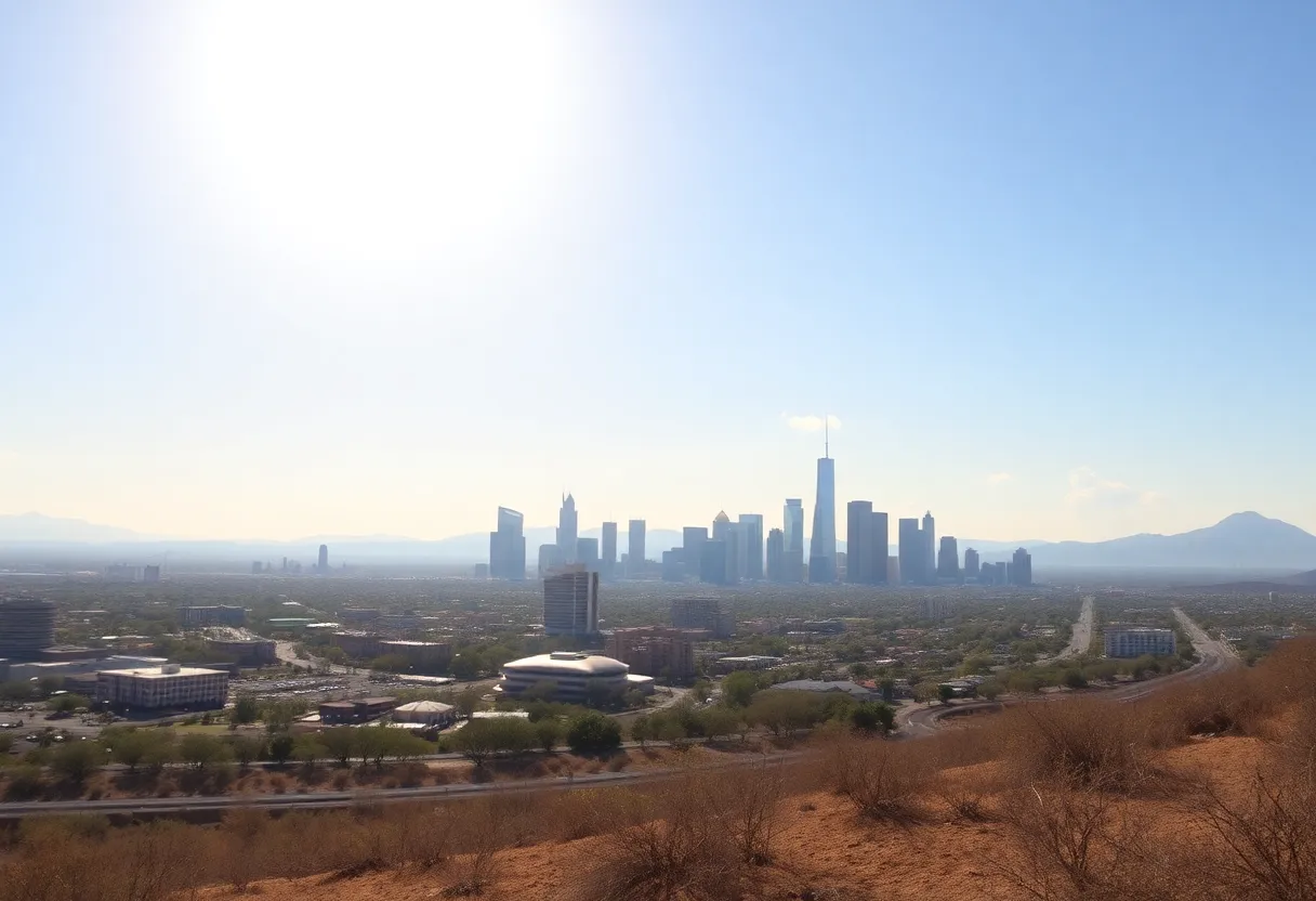 Skyline of Phoenix during hot weather