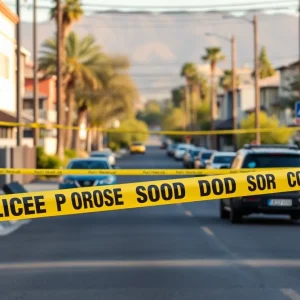 Police investigate a cordoned-off area in South Phoenix after a stabbing incident.