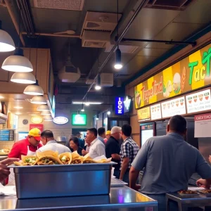 Interior of a busy taco restaurant in Phoenix