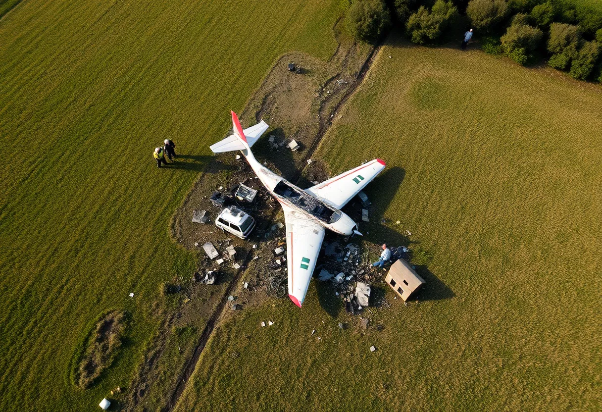 Wreckage of Pitts S1-T airplane on the ground in Goodyear