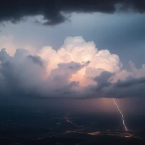 Aerial view of storm clouds gathering over Phoenix, Arizona