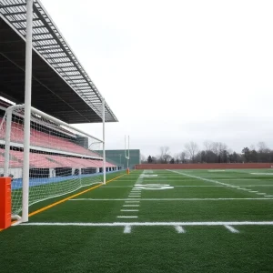A view of the empty football field used by the Tennessee Titans