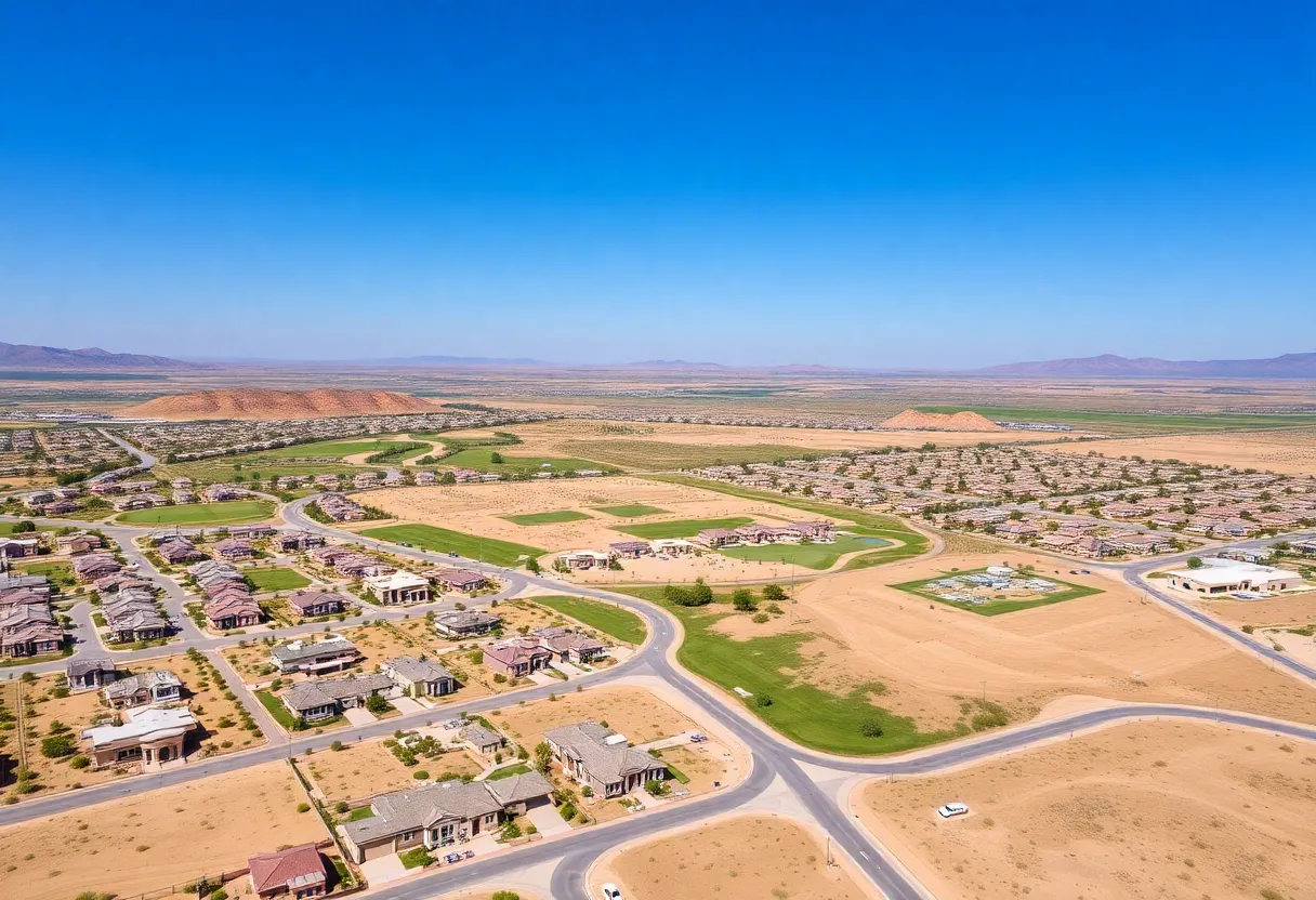 Aerial view of the Teravalis community development in Buckeye, Arizona