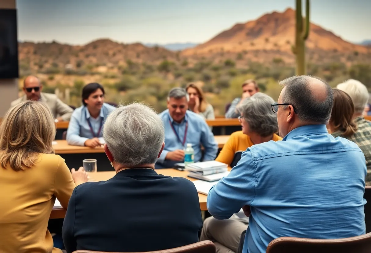 Tucson City Council members at a meeting discussing Project Blue