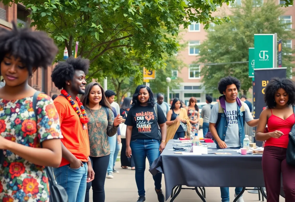 Students engaging in a cultural event on a college campus