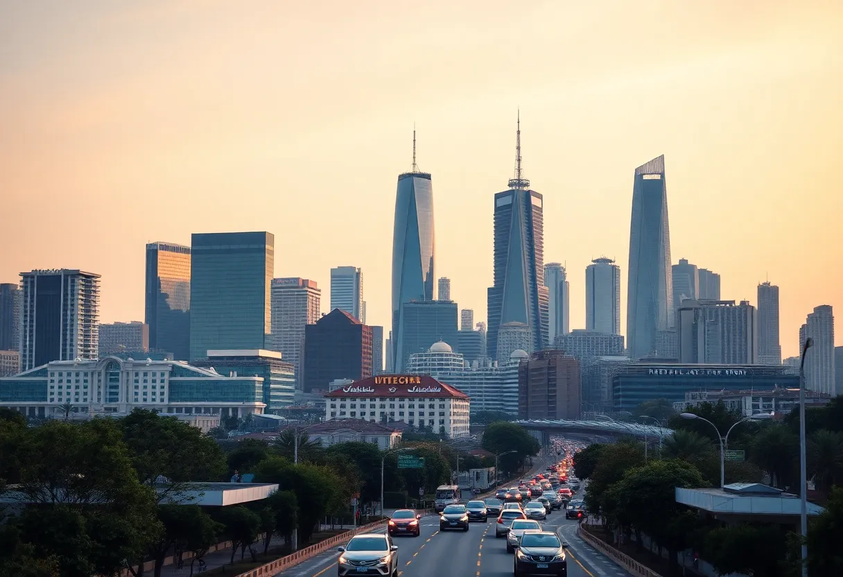 Image depicting the skyline of a bustling city with hotels representing the resilient U.S. hotel market.