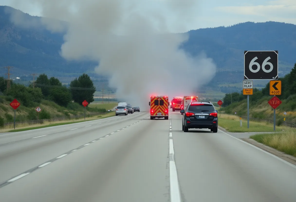 Emergency response to a vehicle fire on US 60 highway