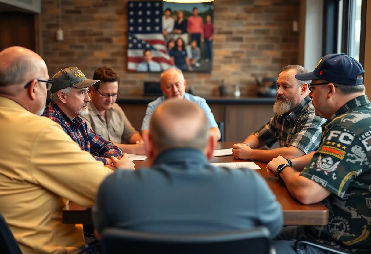 Veterans discussing challenges in a roundtable setting