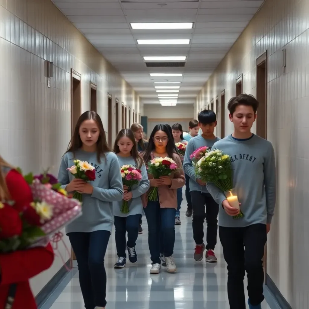 Vigil outside Maryvale High School remembering the victim of a tragic stabbing.