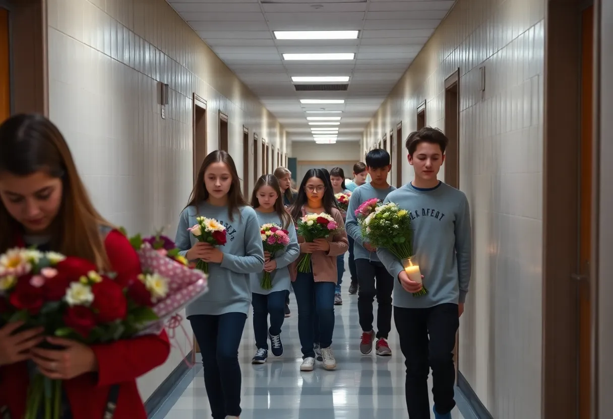 Vigil outside Maryvale High School remembering the victim of a tragic stabbing.
