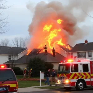 Firefighters battling a fire in a residential area of West Phoenix.