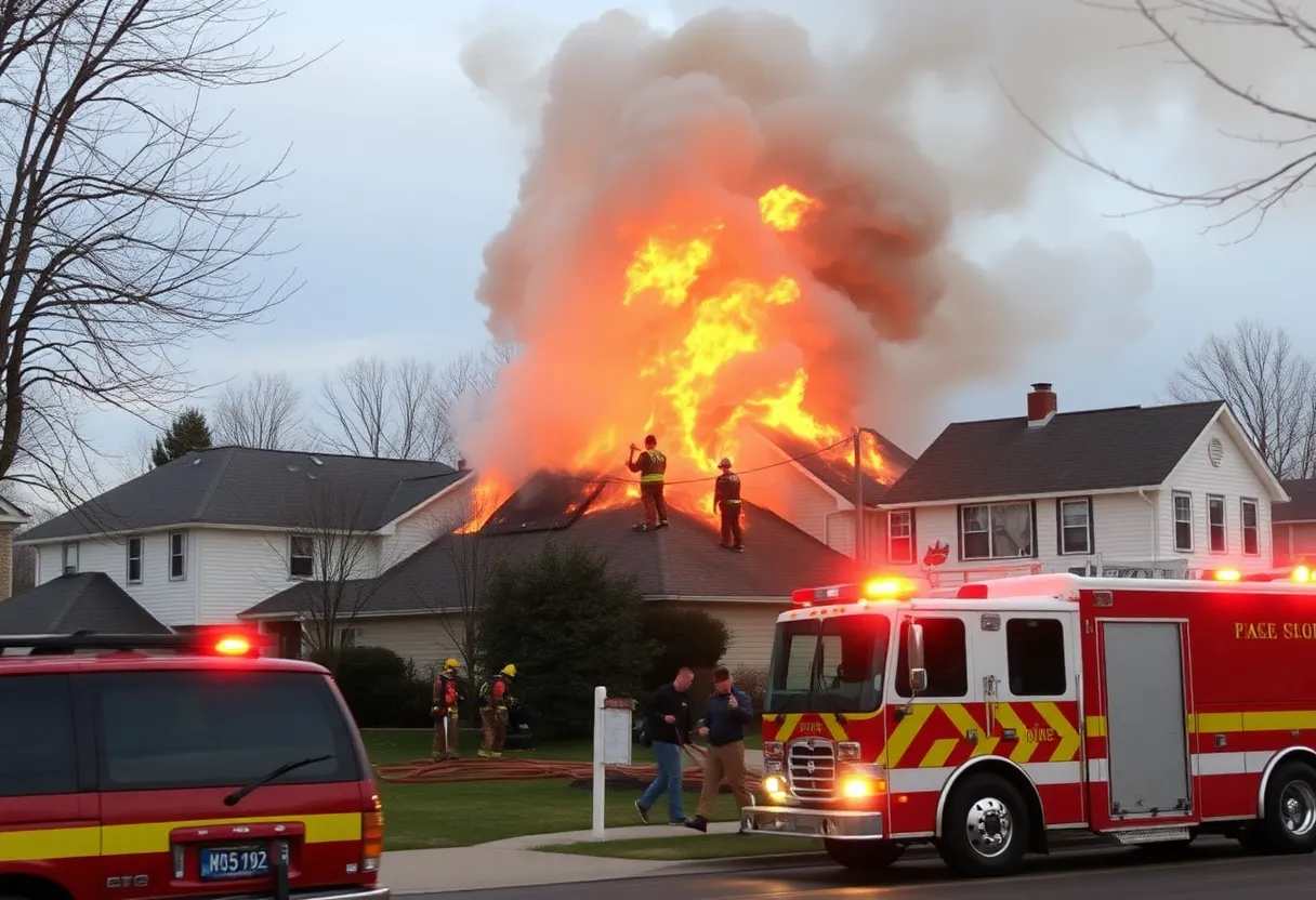 Firefighters battling a fire in a residential area of West Phoenix.