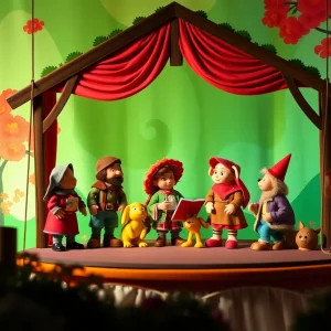 Puppet stage with Winnie-the-Pooh and friends