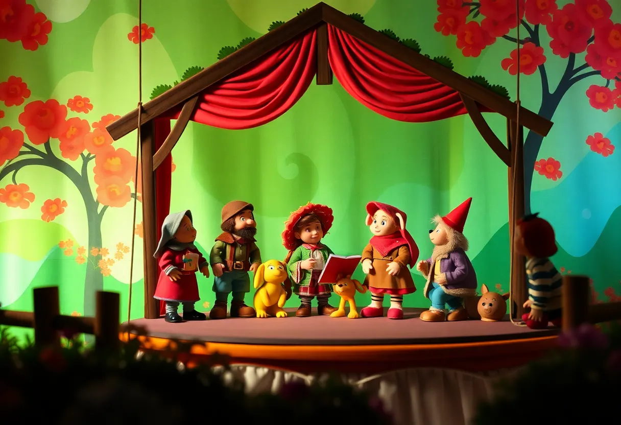 Puppet stage with Winnie-the-Pooh and friends