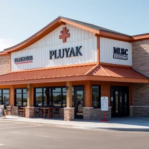 Exterior view of the new Zaxbys restaurant in Phoenix with drive-thru