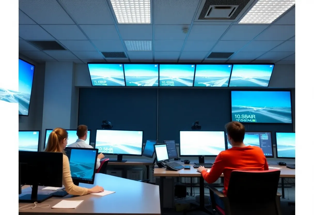 Students in Air Traffic Control Lab at Embry-Riddle preparing for training.